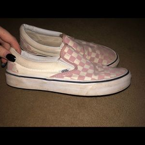 Purple low top checkered vans